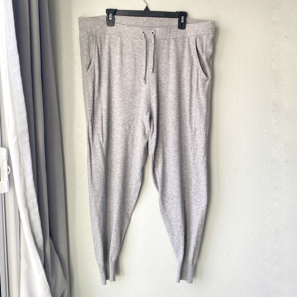 Laurie Felt Plus Size Cashmere Blend Light Gray Jogger Sweatpants Pant Womens 1X - Picture 1 of 9